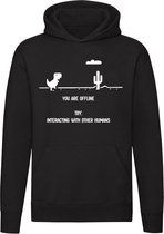 You are offline, try: interacting with other humans Hoodie - gamer - sociaal - spel - dino - game - grappig - unisex - trui - sweater - capuchon
