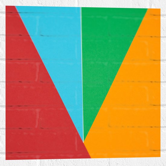 Muursticker - Geometrische Vakken in Rood, Blauw, Groen en Geel - 50x50 cm Foto op Muursticker