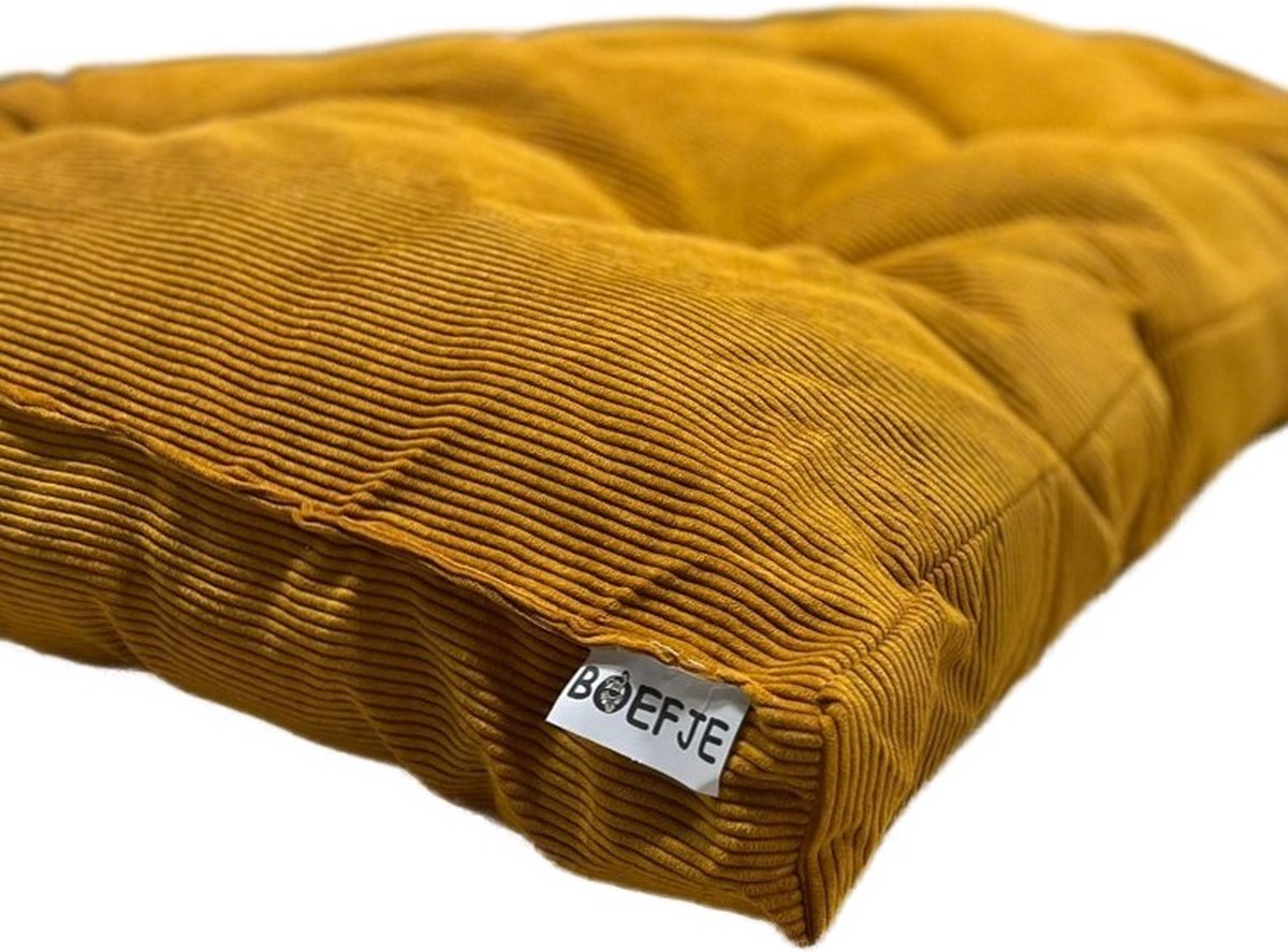 Boefje Hondenkussen Rib - 70 x 100 cm - Oker