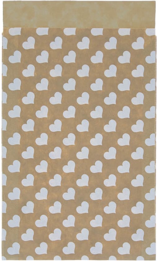 Papieren zakjes Bruin Zwarte hartjes 7x13cm - Rotim Verpakkingen: you