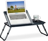 Relaxdays laptoptafel voor op bed - kantelbaar - verstelbare bedtafel zwart - schoottafel