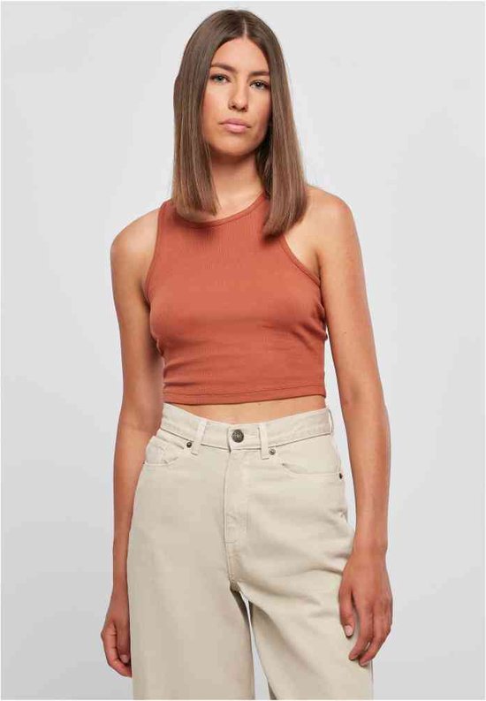 Urban Classics - Rib Crop top - L - Oranje