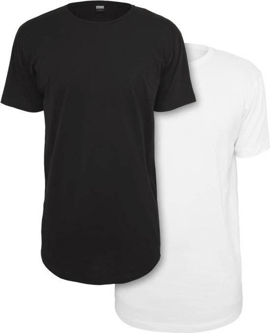 Urban Classics Herren T-Shirt 2-Pack, Shaped Long Tee – Aus Baumwolle, Längerer Schnitt, Größen XS–5XL