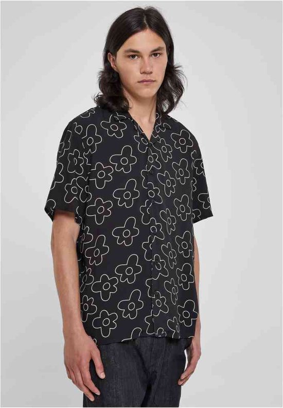 Urban Classics - Viscose AOP Resort Overhemd - 5XL - Zwart/Wit