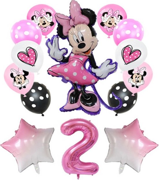 Minnie Mouse Ballonnen Set - Minnie Mouse Cijfer Ballon 2 Jaar - Minnie Mouse Cijfer Ballon Twee Jaar - Verjaardag Versiering Minnie Mouse - Ballonnen Pakket Minnie Mouse - Ballonnenset Mickey Mouse