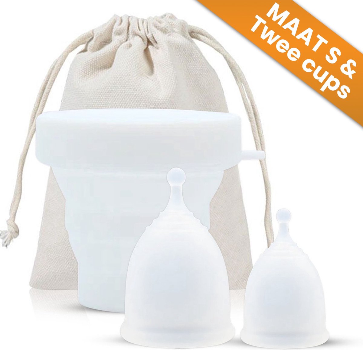 Luxegoed® - Menstruatiedisc - Menstruatiecup Sterilisator - Menstruatiecups - 2*Cups - Small - Wit