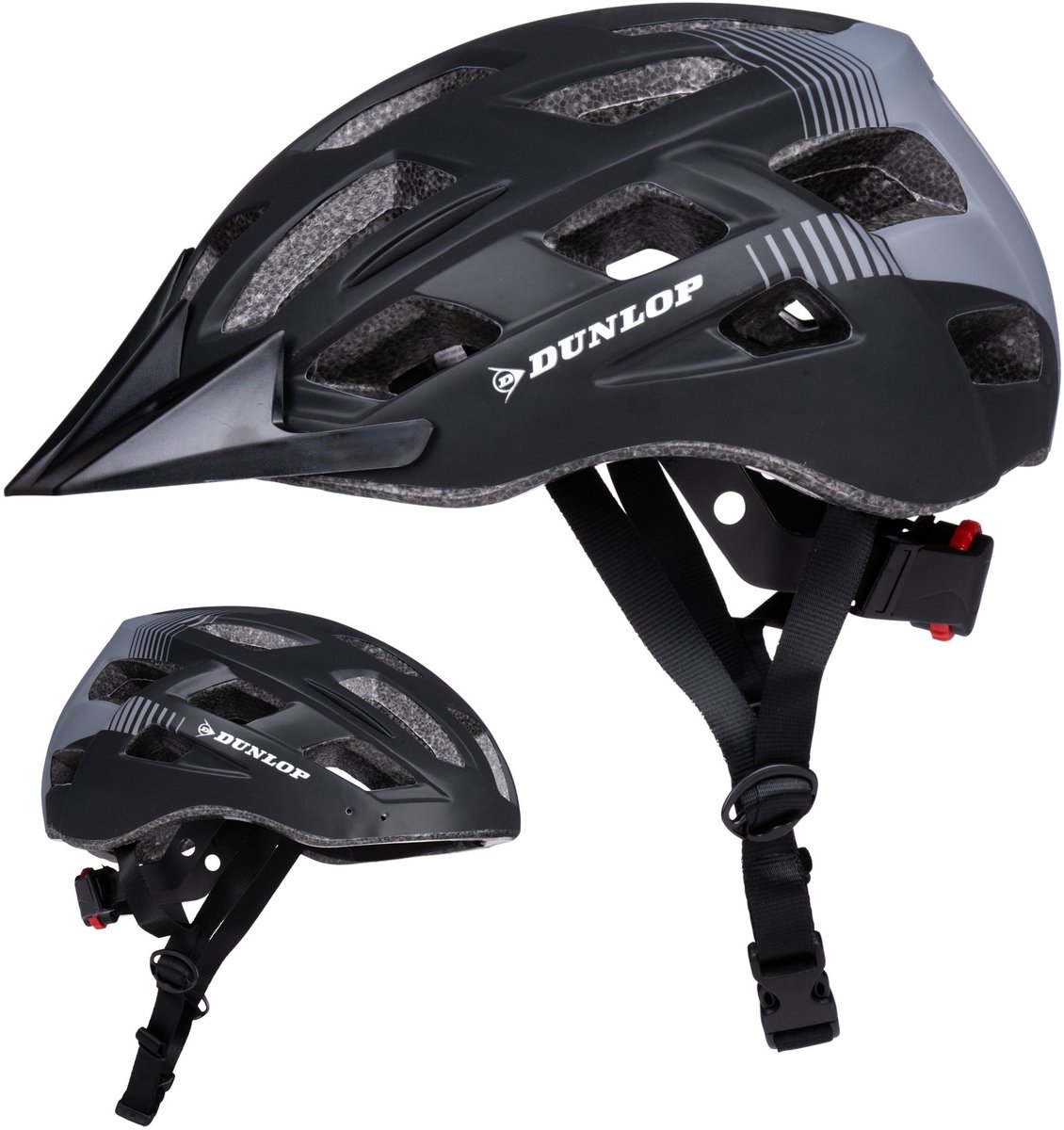Dunlop Fietshelm - Verstelbaar van 58 tot 61 CM - Maat L - met LED-Verlichting - 3 Lichtmodus - Zwart