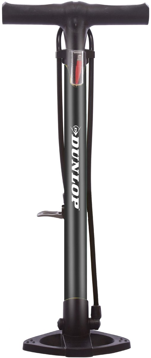 Dunlop Fietspomp - Presta/ Dunlop/ Schrader - met 2 Adaptoren - Staande Pomp - 62,5 cm Hoog