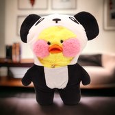 Klikkopers® - Paper Duck knuffel - Panda Kostuum - 30 cm - Paper Duck - Lalafanfan - Paperduck - Geel