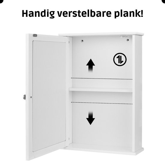 Metaal wit rechthoekig medicijnkastje voor in de badkamer