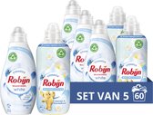 Bol.com Robijn Robijn Perfect Match Stralend Wit en Jasmijn & Sandelhout Wasmiddel en Wasverzachter Pakket - set van 5 (60 wasbe... aanbieding