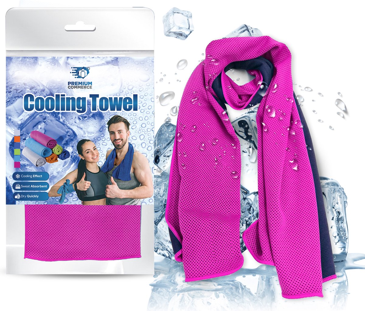 Verkoelende Handdoek - Koel - Cooling Towel - Sport - Fitness - ijshanddoek - Roze
