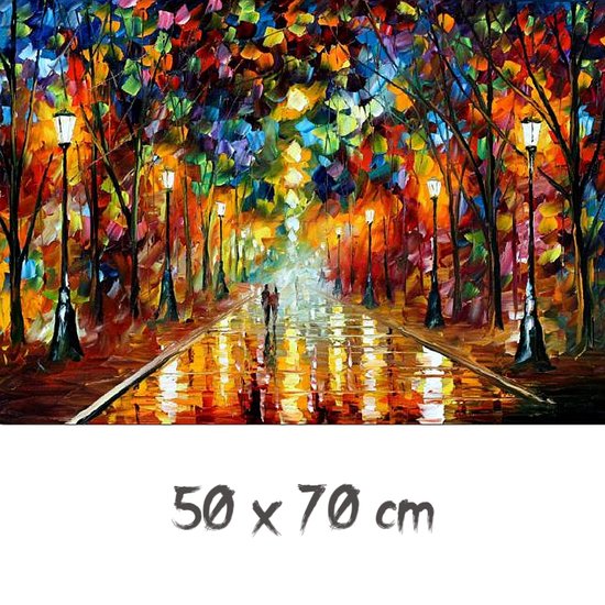 Le Allernieuwste.nl® Canvas Modern Abstract Landscape at Night - Abstract Modern Graffiti - couleur - 50 x 70 cm