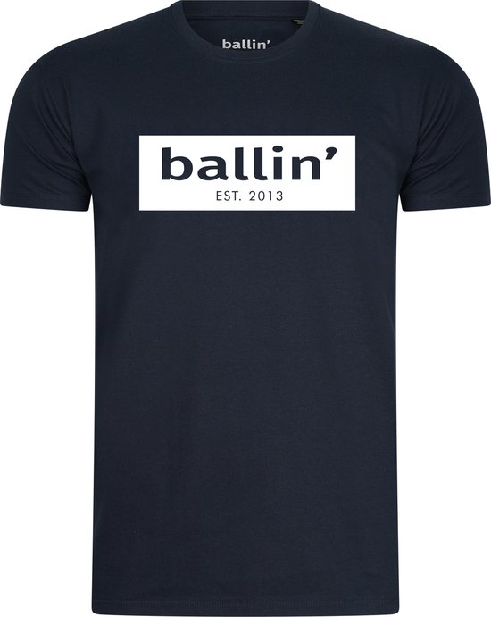 Heren Tee SS met Ballin Est. 2013 Cut Out Logo Shirt Print - Blauw - Maat M