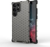 Honeycomb gepantserde hybride case geschikt voor Samsung Galaxy S23 ULTRA - zwart