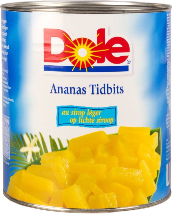 Dole Ananas tidbits op sap Blik 3 liter bol
