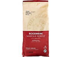 Alex Meijer - Roodmerk Koffiebonen - 1 Kilo - Medium Gebrand - Arabica en Robusta bonen - Horeca Kwaliteit