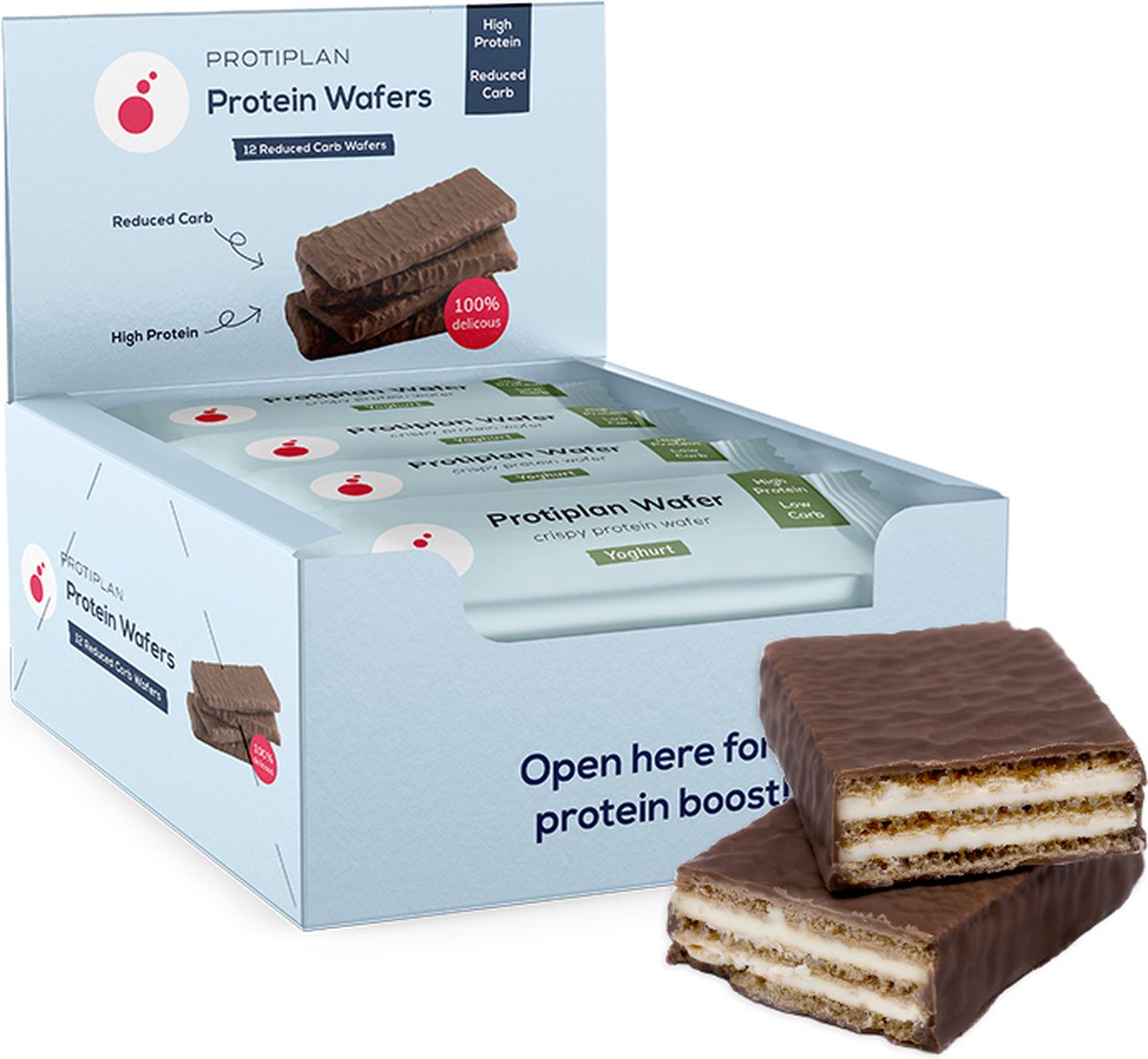 Goedkoopste Protiplan | Crispy Protein Wafer | Yoghurt | 12 Stuks | 12 x 35 gram | Low carb snack | Eiwitrepen | Koolhydraatarme sportvoeding | Afslanken met Proteïne repen | Snel afvallen zonder hongergevoel!