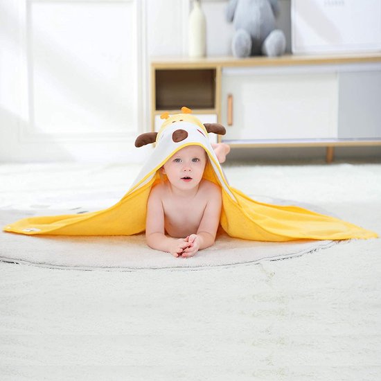 serviette de bain bébé avec capuche enfants filles peignoir 90 x 90 cm  coton animaux... | bol