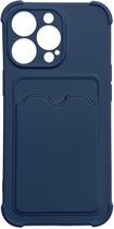 Back Cover geschikt voor iPhone 13 Mini met kaarthouder - Silicone Air Bag Armor - marineblauw