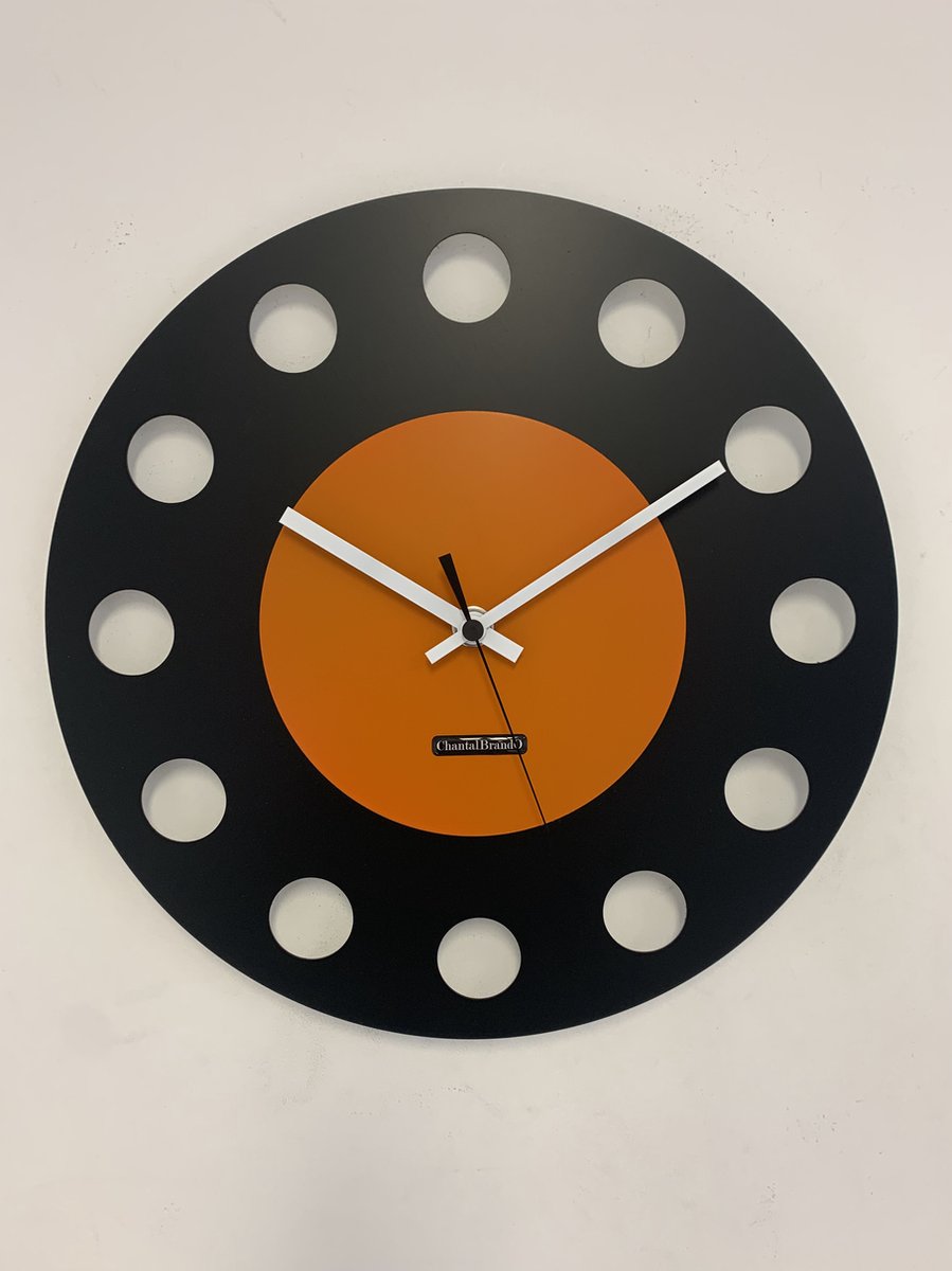 Wandklok ChantalBrandO CETARA BLACK & ORANGE -- MODERN DESIGN --