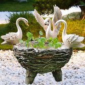 Witte Zwaan tuinbeeld decoratief landschap binnenplaats tuin sculptuur weerbestendig drie zwanen standbeeld tuin decoratie