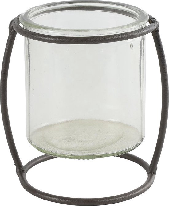 Waxinelichtjes houder Netti 10,5 Cm Staal/glas Bruin