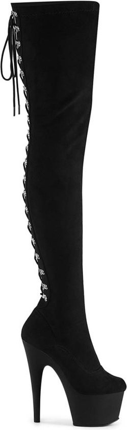 Pleaser - ADORE-3063 Plateau Overknee Laarzen - US 6 - 36 Shoes - Zwart