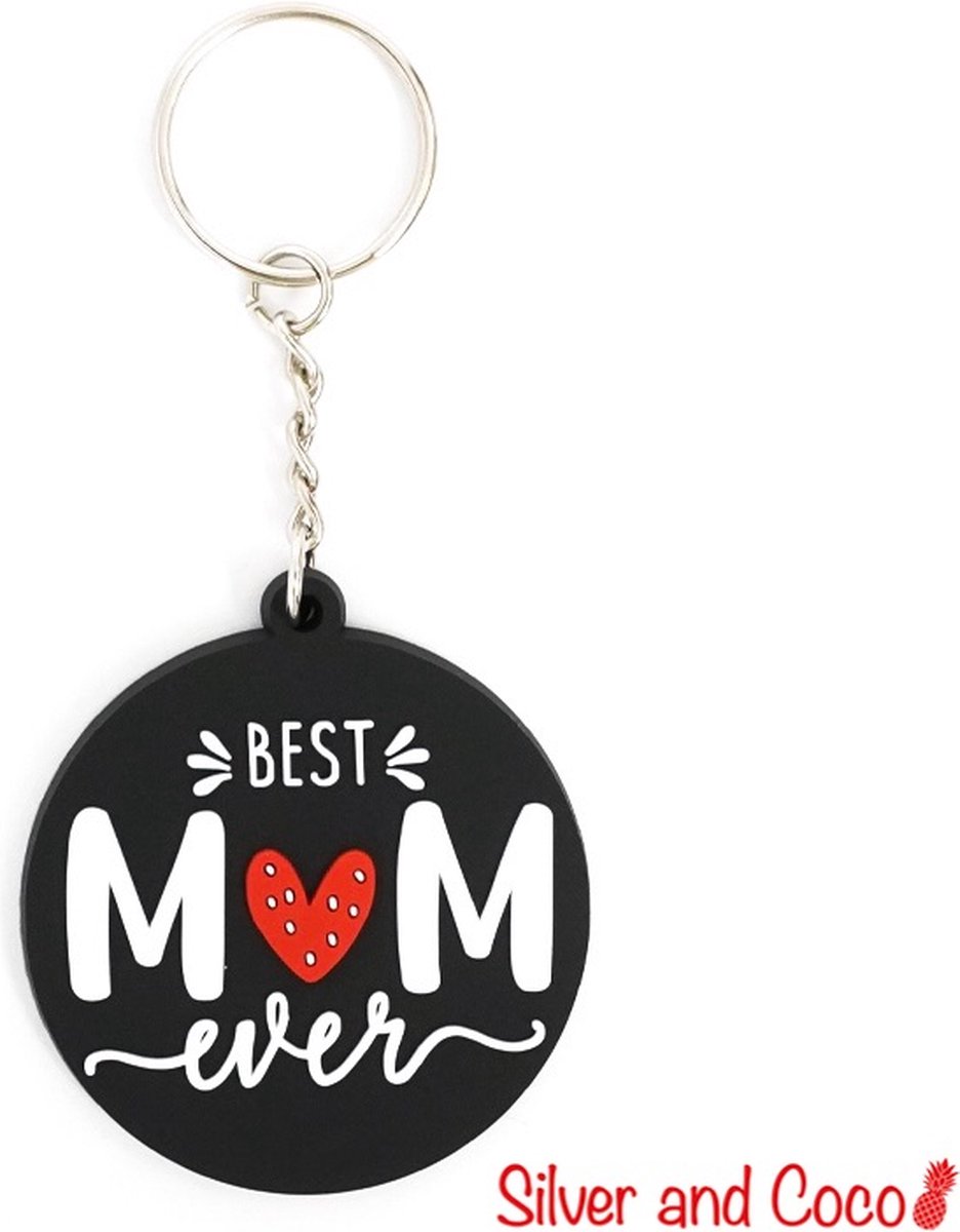 SilverAndCoco® - Moederdag Verjaardag Cadeautje Kind / 2D Sleutelhanger Auto Huis / Sinterklaas Schoen Cadeau Key Chain / Sleutel Ring Sleutels - Moeder / Mama / Best Mom Ever