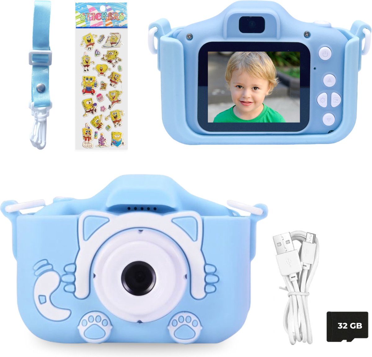 Ilona® 3 IN 1 Digitale Kindercamera Instant Print Speelcamera 32gb Micro Sd Kaart Camera Kinderen Vlogcamera Met Games Fototoestel Voor