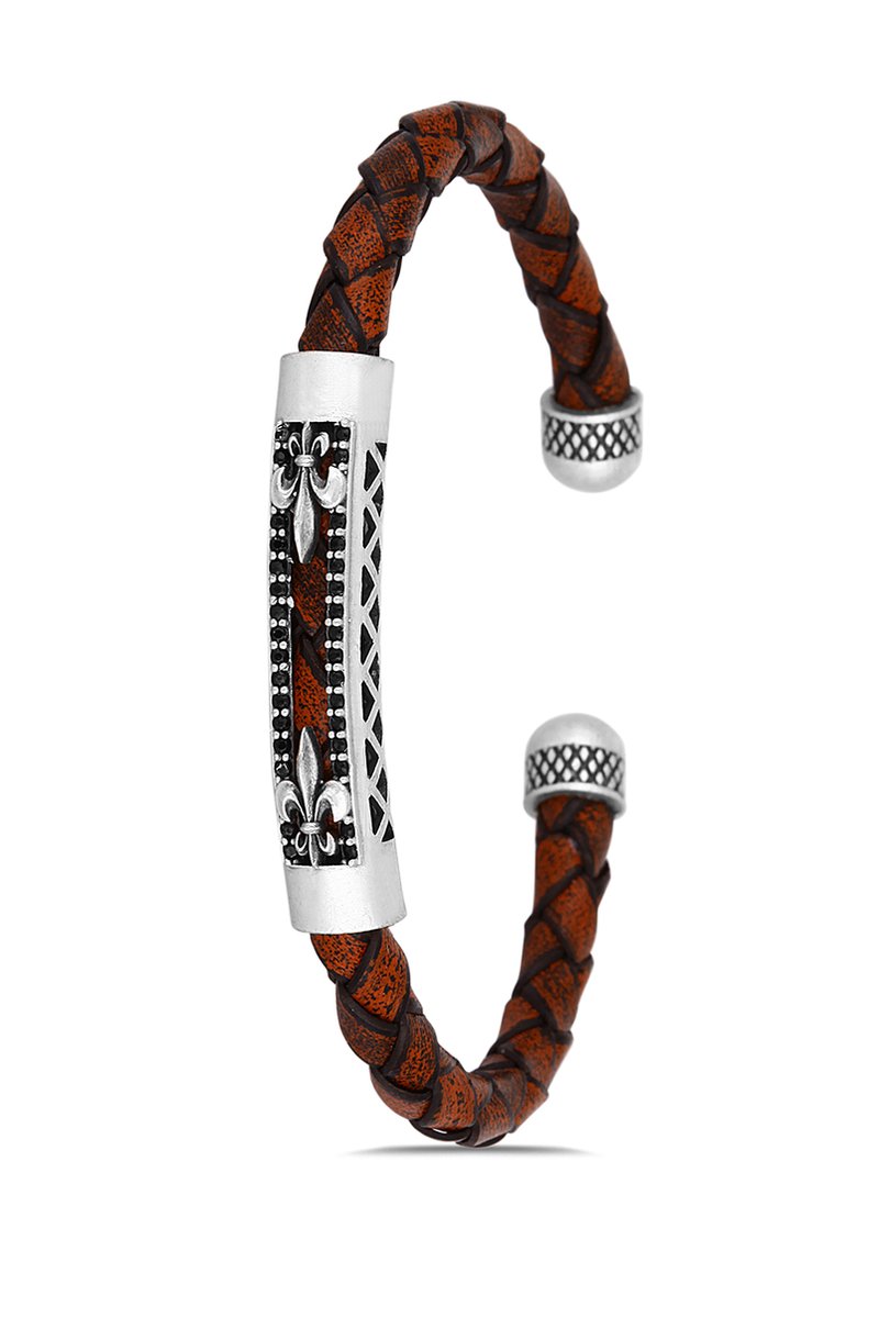 Concept Cheetah - Vindex - uniek design - exclusieve heren armband - armbandje mannen - leder - leer - metaal - hoogwaardige coating - cadeau tip - 19.5 cm - verstelbaar - vaderdag kado tip