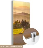 MuchoWow® Glasschilderij 20x40 cm - Schilderij acrylglas - Toscane - Heuvels - Landschap - Foto op glas - Schilderijen