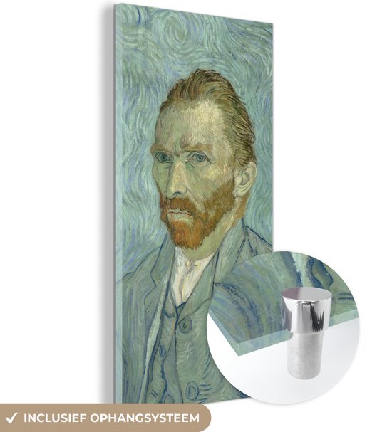 MuchoWow® Glasschilderij 20x40 cm - Schilderij acrylglas - Zelfportret - Vincent van Gogh - Foto op glas - Schilderijen