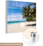 MuchoWow® Glasschilderij 90x90 cm - Schilderij acrylglas - Strand - Tropisch - Zee - Foto op glas - Schilderijen
