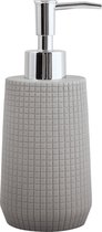 MSV Pompe/distributeur de savon - Carrés - pierre artificielle - gris clair - 7 x 18 cm - 275 ml