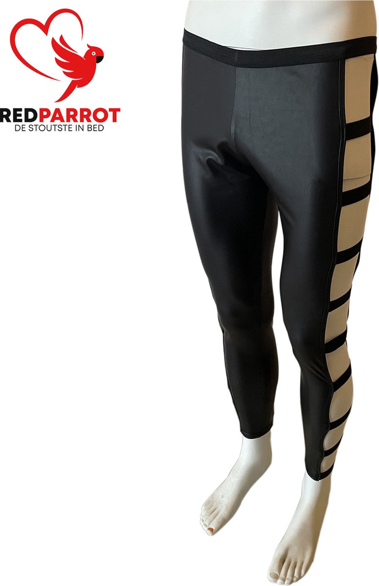 Goedkoopste Fetisj leather broek heren | Uitgehold | Erotische kleding voor mannen | Seks kleding | Rollenspel | Imitatie Leer | Sexy | Elastisch | BDSM | Open pijpen | Nachtclub | Man | Zwart