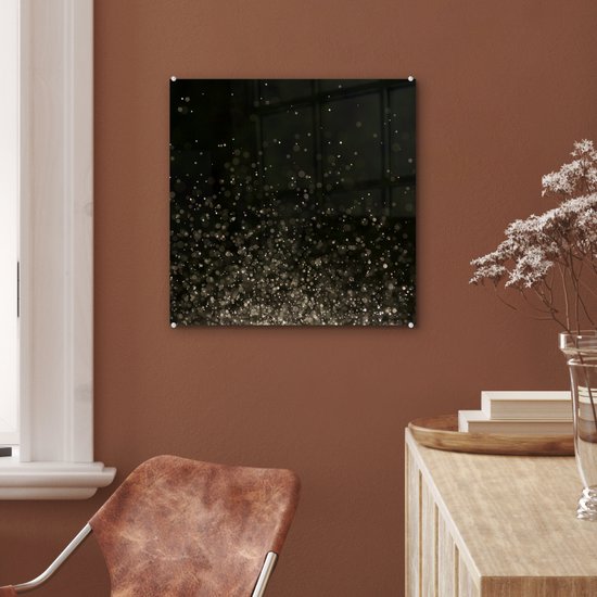 MuchoWow® Peinture sur Verre - Paillettes sur Fond Noir - 50x50 cm - Peintures sur Verre Acrylique - Photo sur Glas