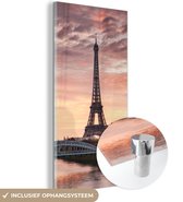 MuchoWow® Glasschilderij 40x80 cm - Schilderij acrylglas - Parijs - Eiffeltoren - Brug - Foto op glas - Schilderijen