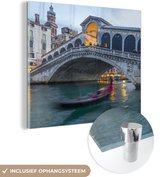 MuchoWow® Glasschilderij 90x90 cm - Schilderij acrylglas - Venetië - Brug - Italië - Foto op glas - Schilderijen