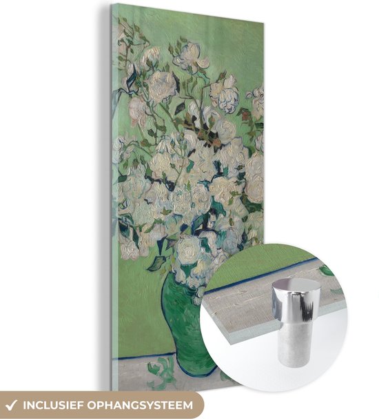 MuchoWow® Peinture sur verre 60x120 cm - Peinture sur verre - Roses - Vincent van Gogh - Photo sur verre acrylique - Peintures