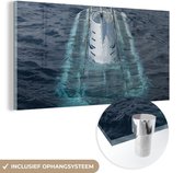 MuchoWow® Glasschilderij 160x80 cm - Schilderij acrylglas - Een duikende onderzeeboot in de oceaan - Foto op glas - Schilderijen