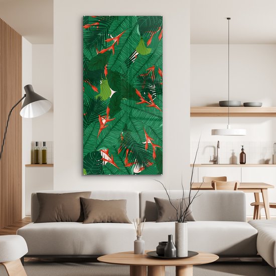 MuchoWow® Peinture sur verre 80x160 cm - Peinture sur verre acrylique - Fleurs - Feuilles - Motifs - Photo sur verre - Peintures