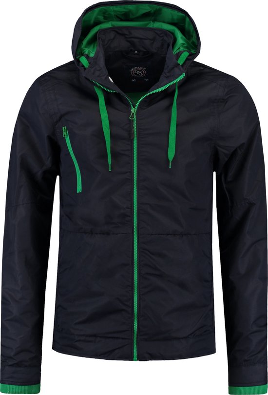 L&S jacket contrast unisex donkerblauw/ groen - S