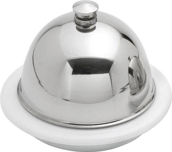 Witte botervloot voor 1/2 pan, roestvrij staal, zilver, 15 x 9,4 x 4,2 cm