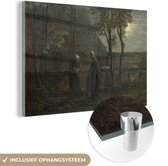 MuchoWow® Glasschilderij 60x40 cm - Schilderij acrylglas - 'Buurpraatje' - Schilderij van Jozef Israëls - Foto op glas - Schilderijen