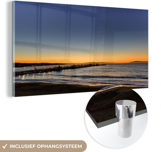 La côte et l'embarcadère de Santa Cruz California Plexiglass 80x40 cm - Tirage photo sur Glas (décoration murale en plexiglas)