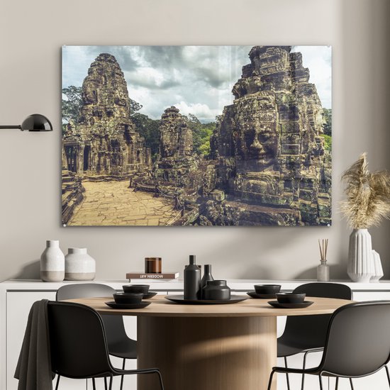 MuchoWow® Peinture sur verre - Le Temple Bayon à Angkor Thom au Cambodge - 90x60 cm - Peintures sur verre acrylique - Photo sur Glas