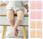 4 paar - Baby knie beschermers - Antislip sokken - Smiley - Roze Beige