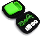 5 in 1 set met siliconen case, koord, horlogehouder, earhooks en opbergetui | geschikt voor Airpods | groen