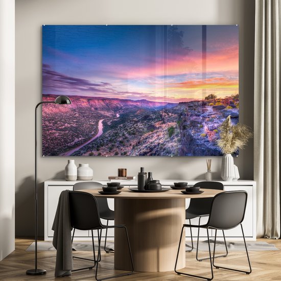MuchoWow® Peinture sur Verre - Lever de Soleil sur Paysage au New Mexico - 150x100 cm - Peintures sur Verre Acrylique - Photo sur Glas